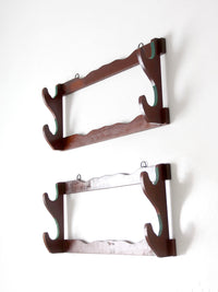 mid-century wooden gun racks pair