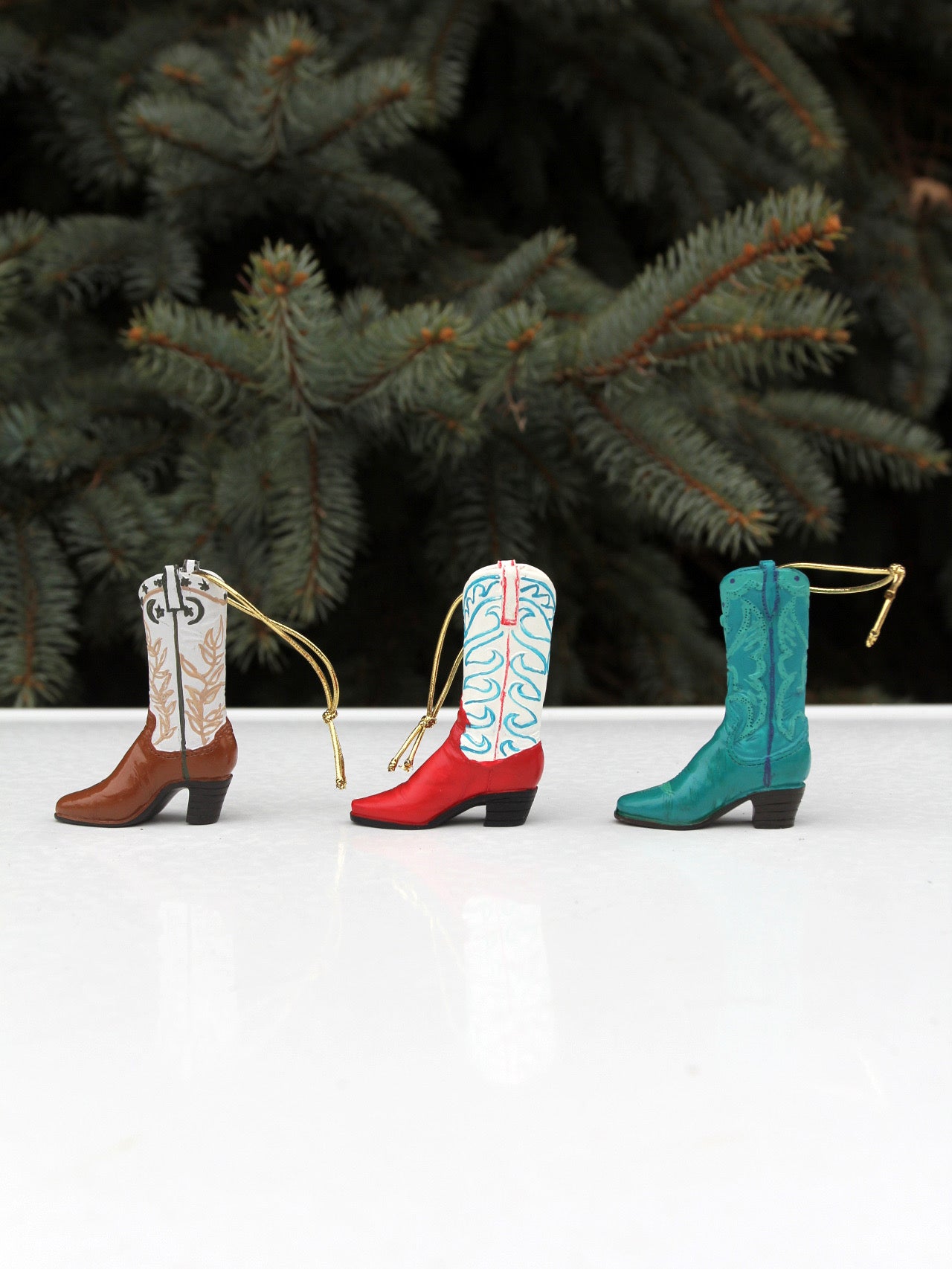 vintage cowboy boot ornament set