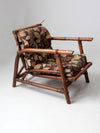 mid century Calif-Asia rattan section couch and lounge chair set