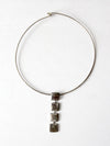 vintage silver tone pendant choker necklace