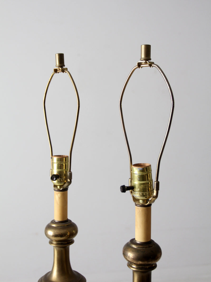 mid-century brass table lamps pair