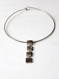 vintage silver tone pendant choker necklace