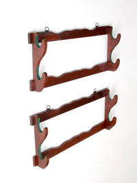 mid-century wooden gun racks pair