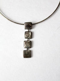 vintage silver tone pendant choker necklace