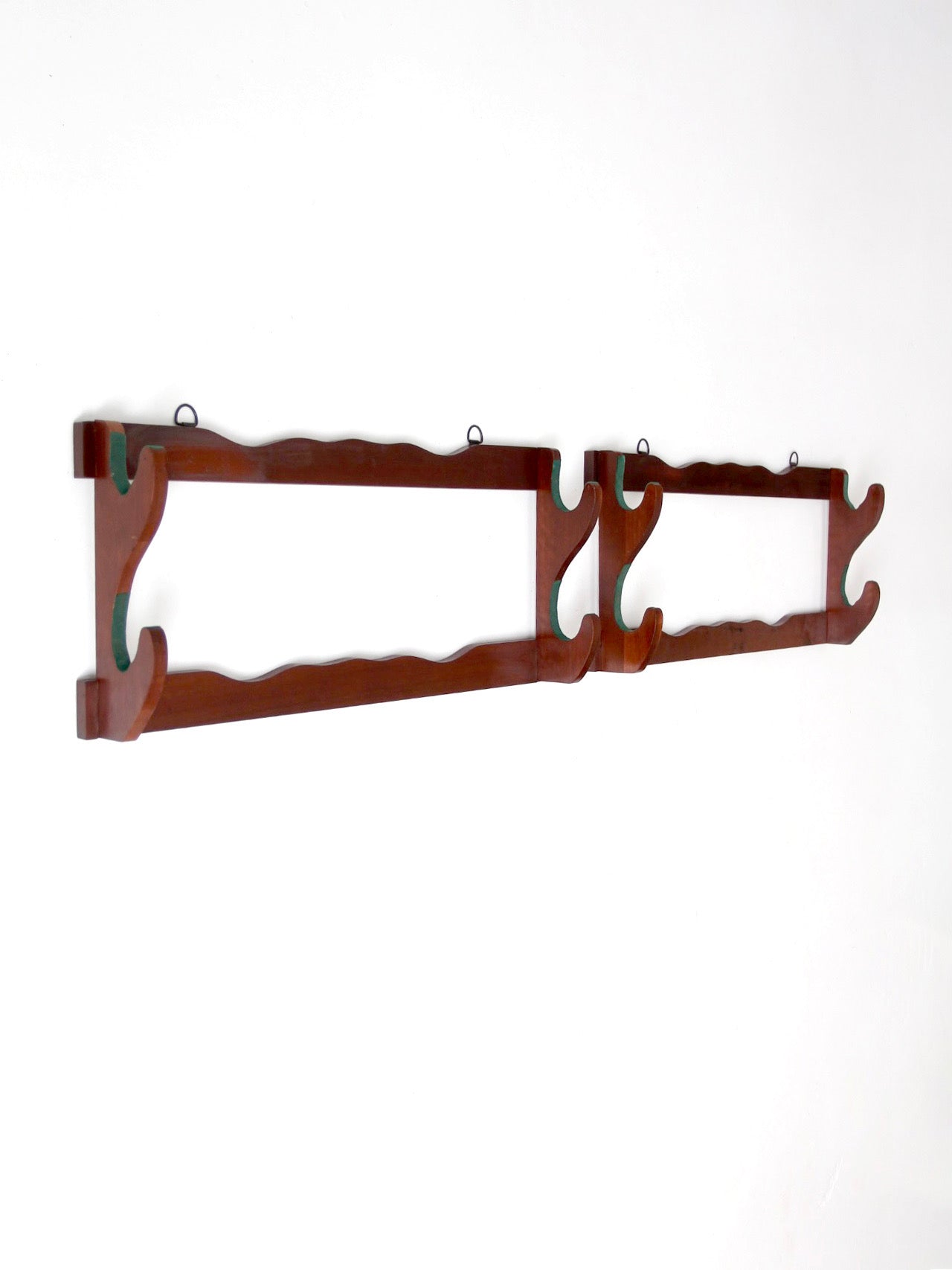 mid-century wooden gun racks pair