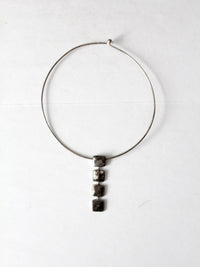 vintage silver tone pendant choker necklace