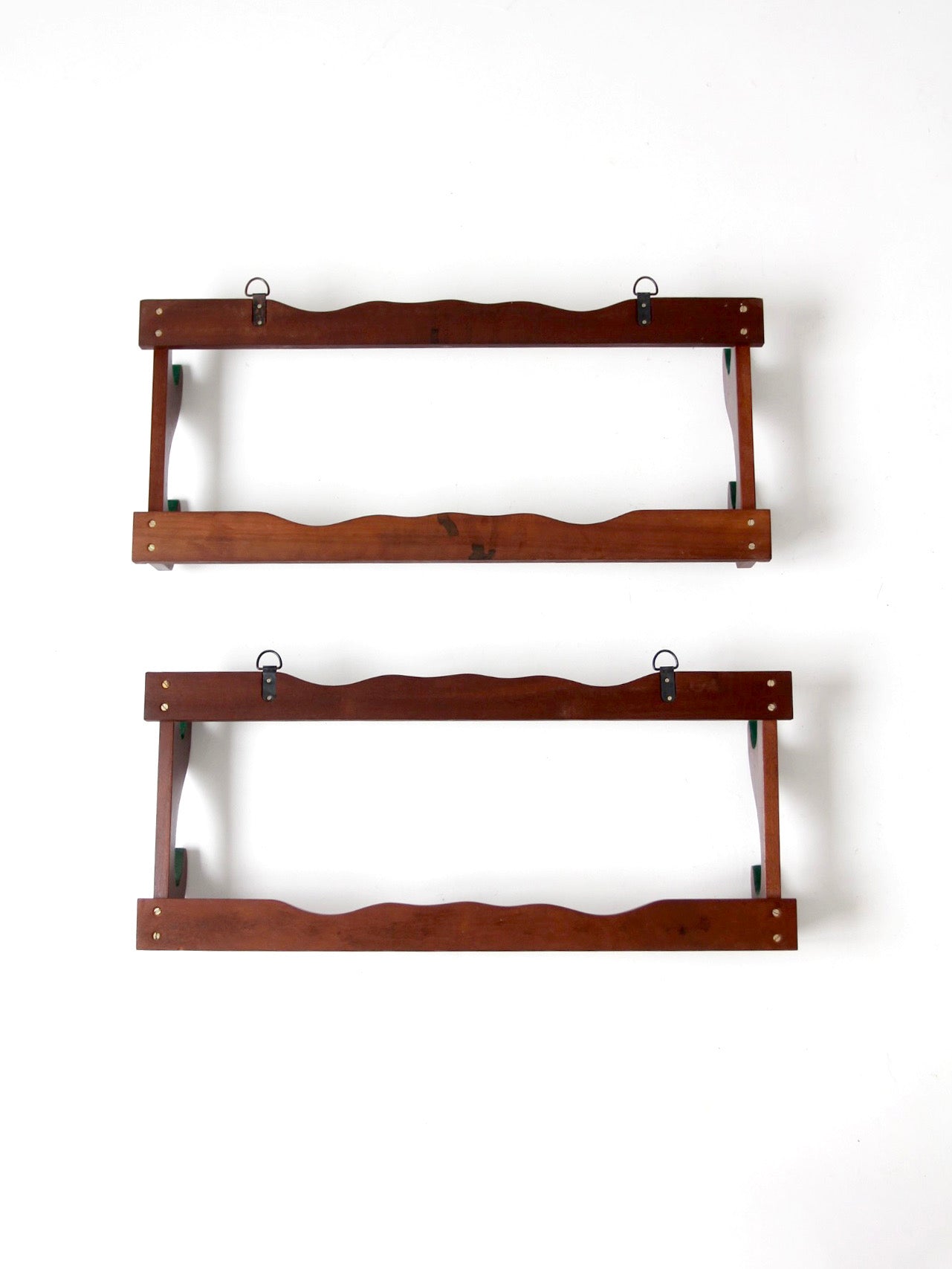 mid-century wooden gun racks pair