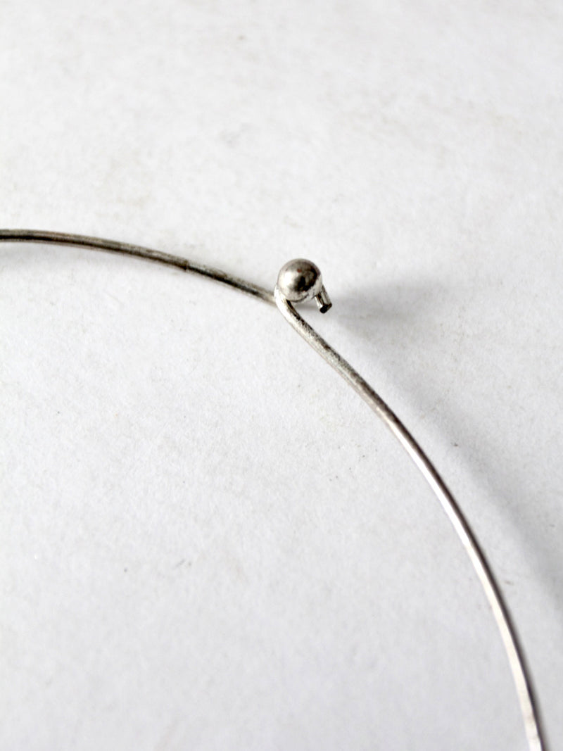 vintage silver tone pendant choker necklace