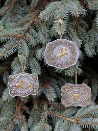 vintage western belt buckle ornament set