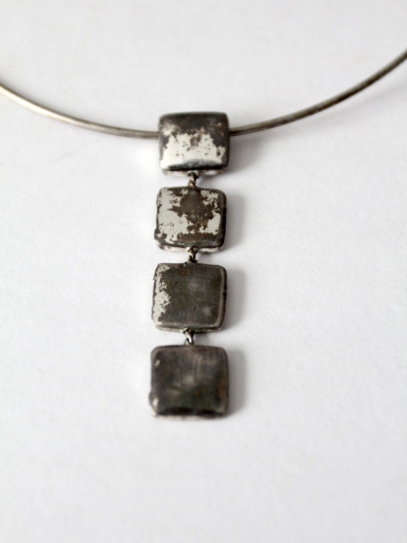 vintage silver tone pendant choker necklace