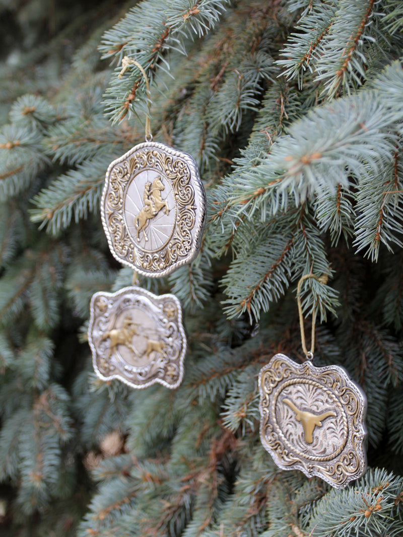 vintage western belt buckle ornament set