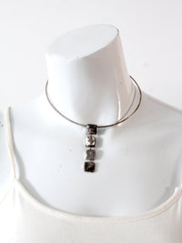 vintage silver tone pendant choker necklace