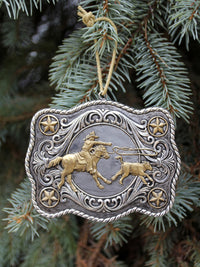 vintage western belt buckle ornament set