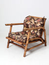 mid century Calif-Asia rattan section couch and lounge chair set