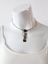 vintage silver tone pendant choker necklace