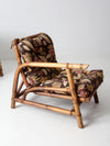 mid century Calif-Asia rattan section couch and lounge chair set