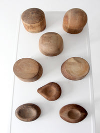 collection of antique wooden millinery hat blocks & forms