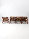 mid century Calif-Asia rattan section couch and lounge chair set