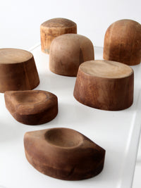 collection of antique wooden millinery hat blocks & forms