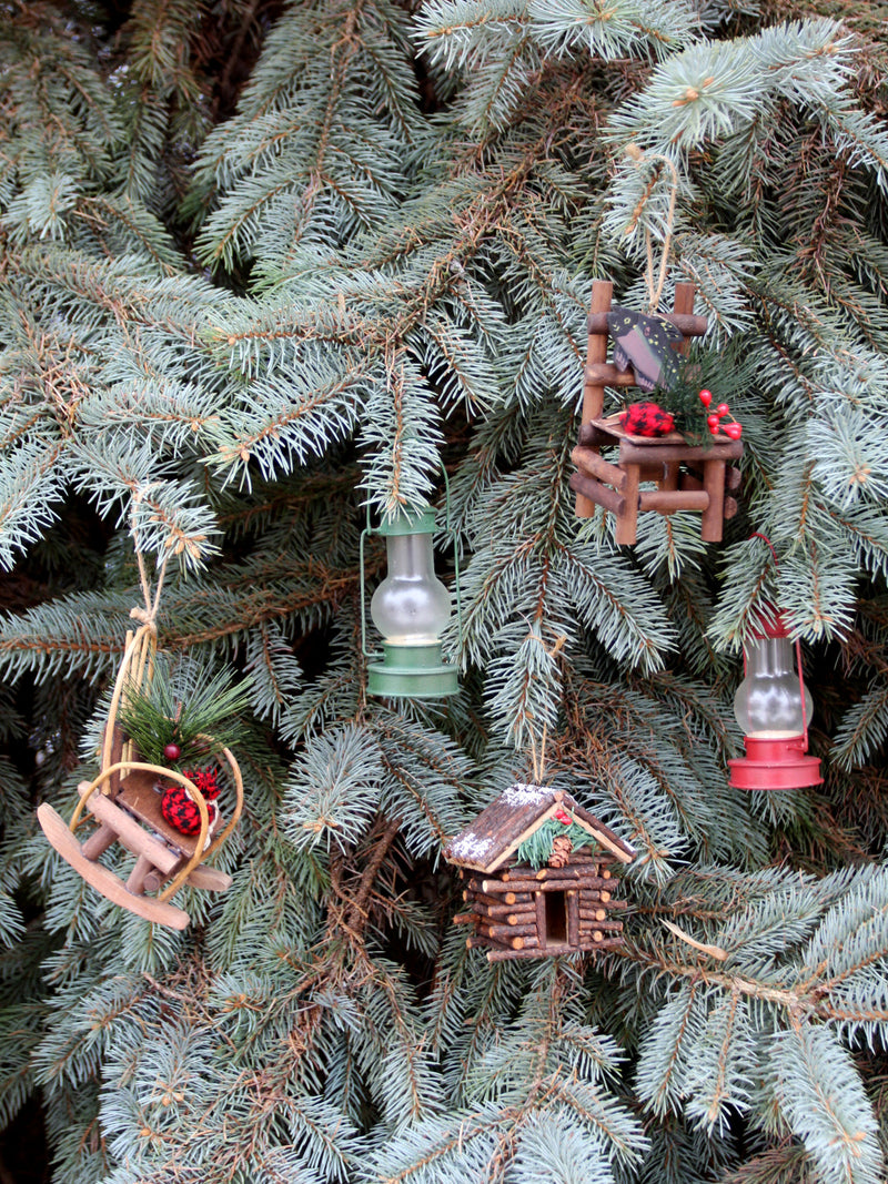 vintage lodge cabin Christmas ornaments