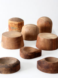 collection of antique wooden millinery hat blocks & forms