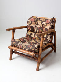 mid century Calif-Asia rattan section couch and lounge chair set