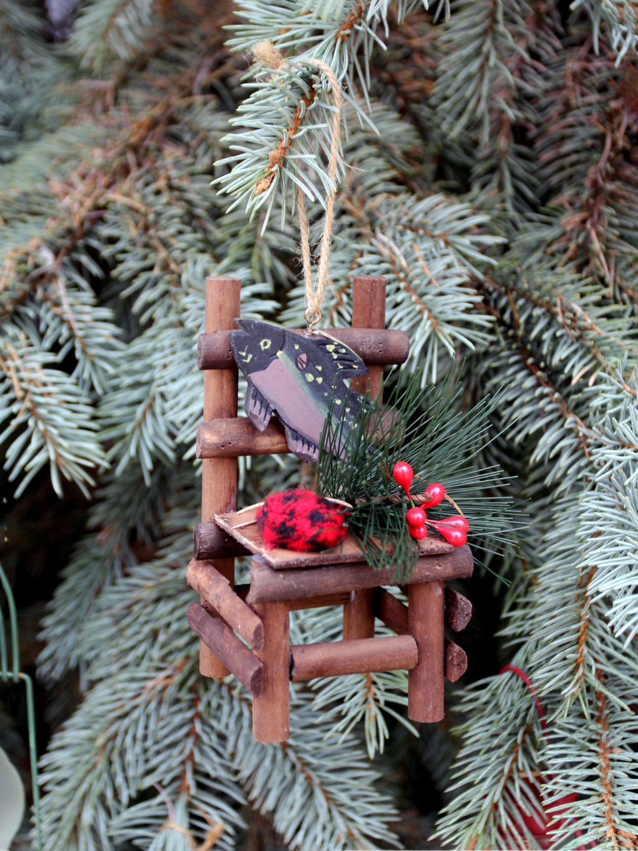 vintage lodge cabin Christmas ornaments