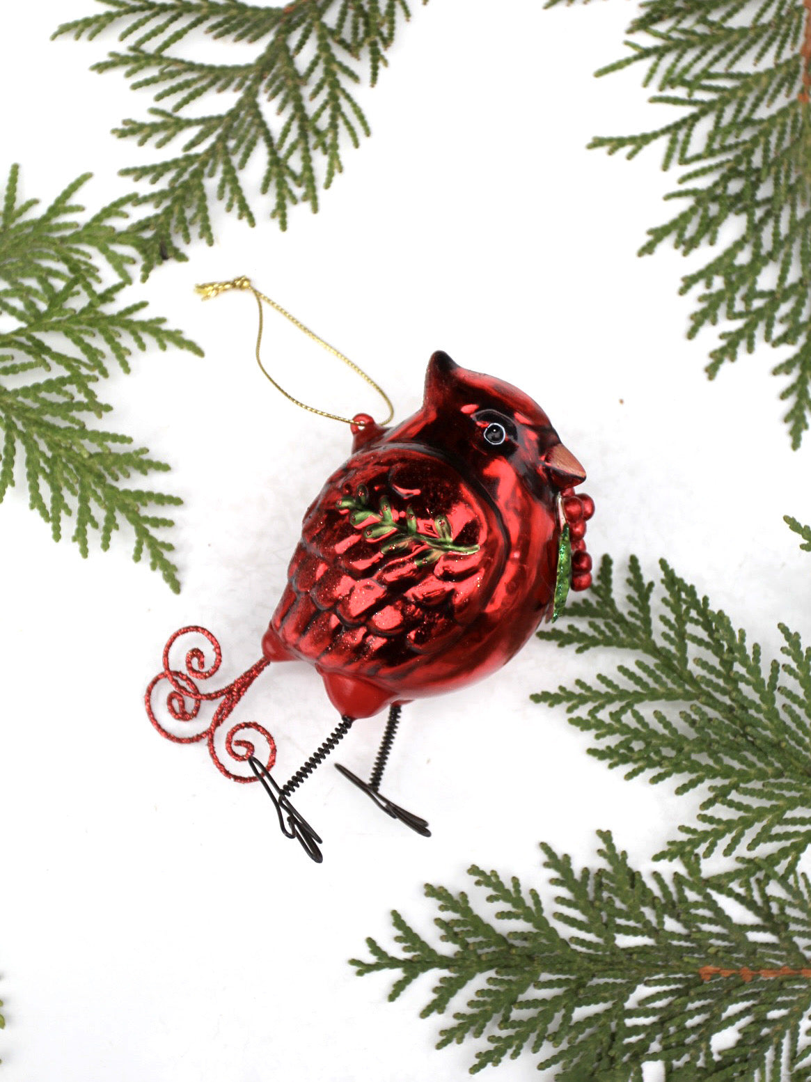 vintage glass cardinal holiday ornament