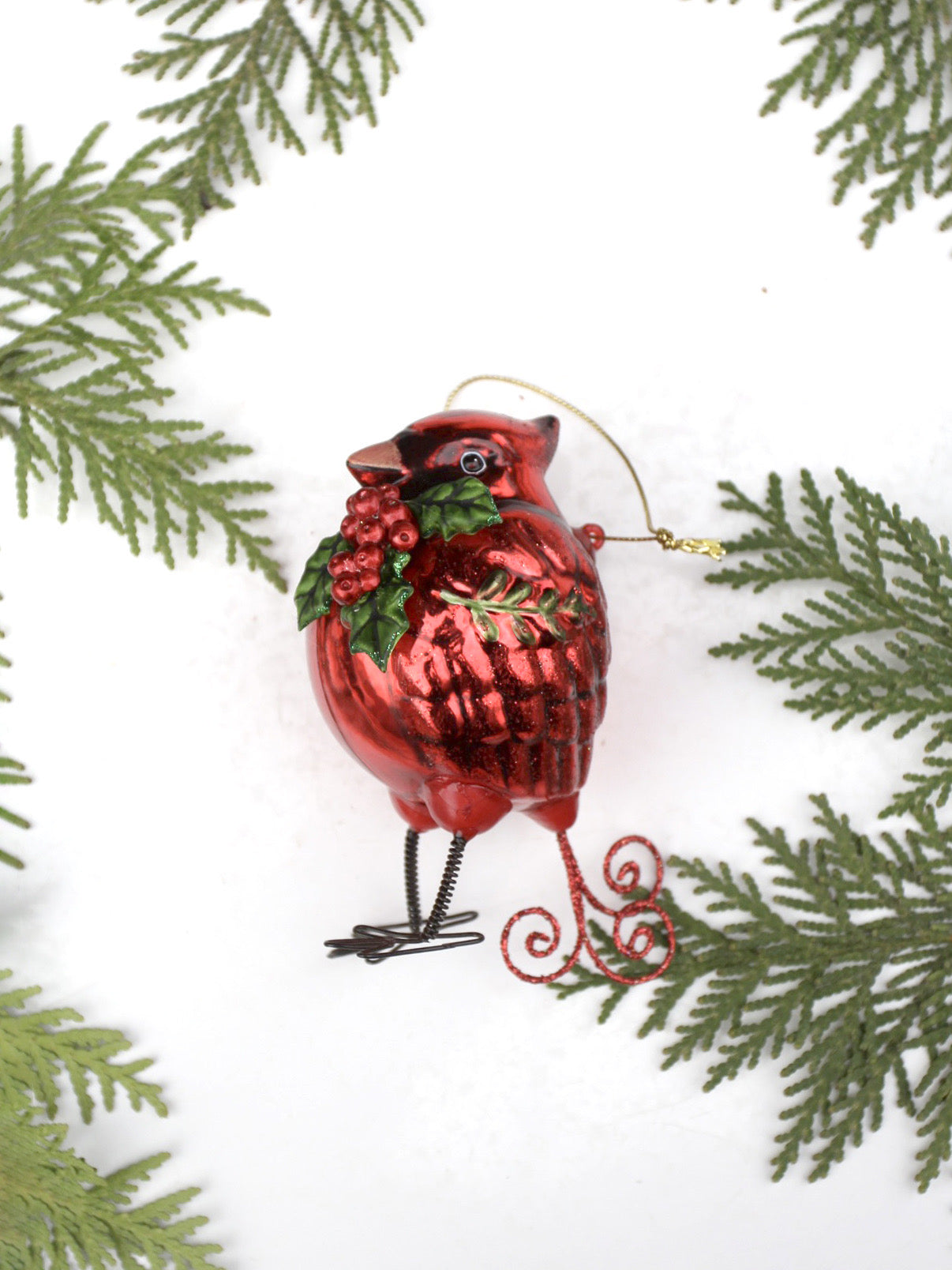 vintage glass cardinal holiday ornament