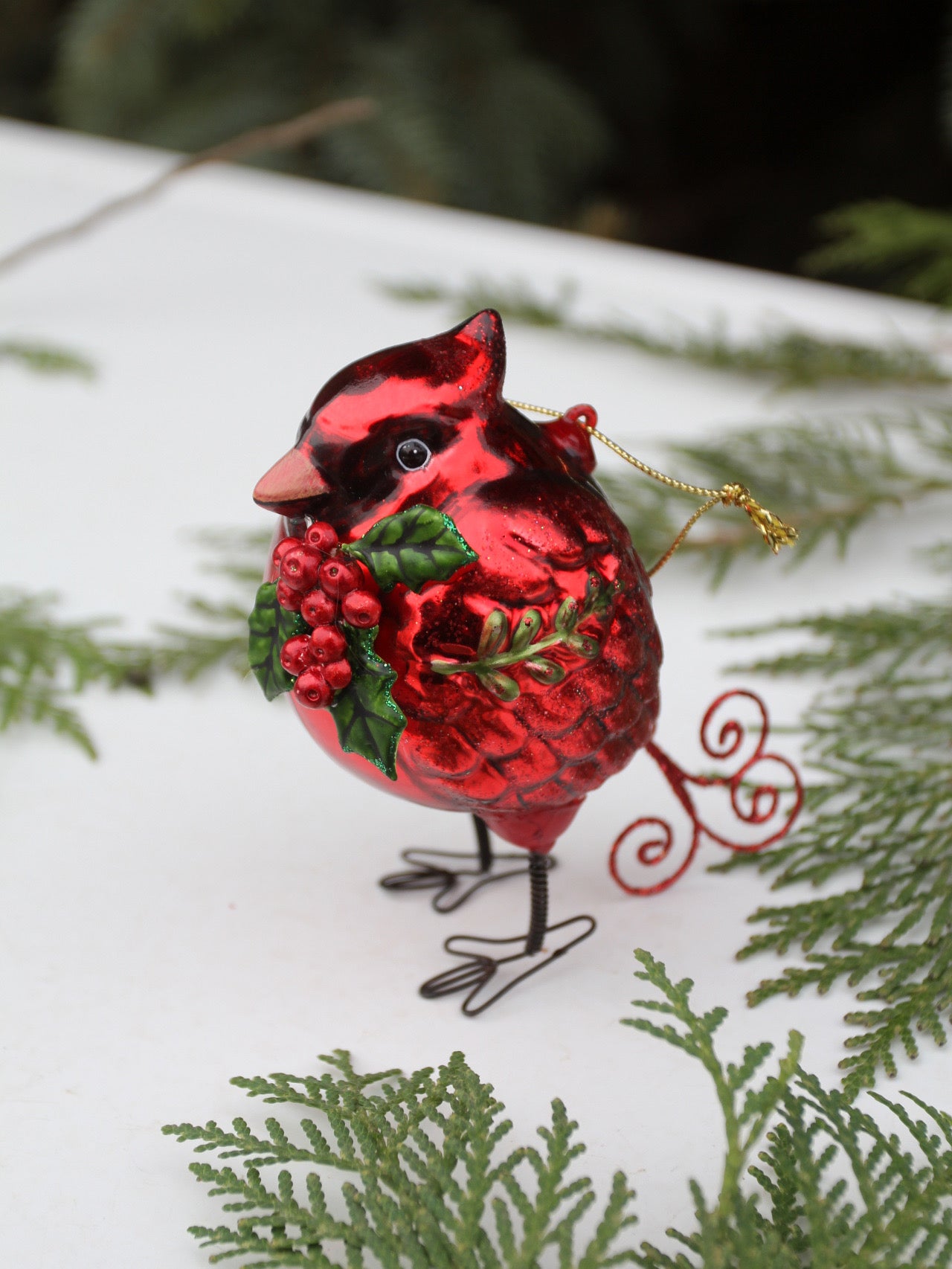 vintage glass cardinal holiday ornament