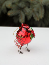 vintage glass cardinal holiday ornament