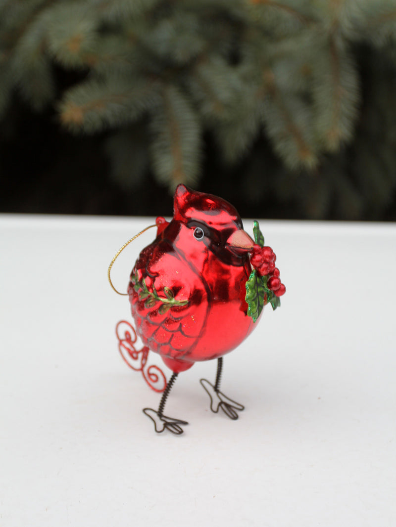 vintage glass cardinal holiday ornament