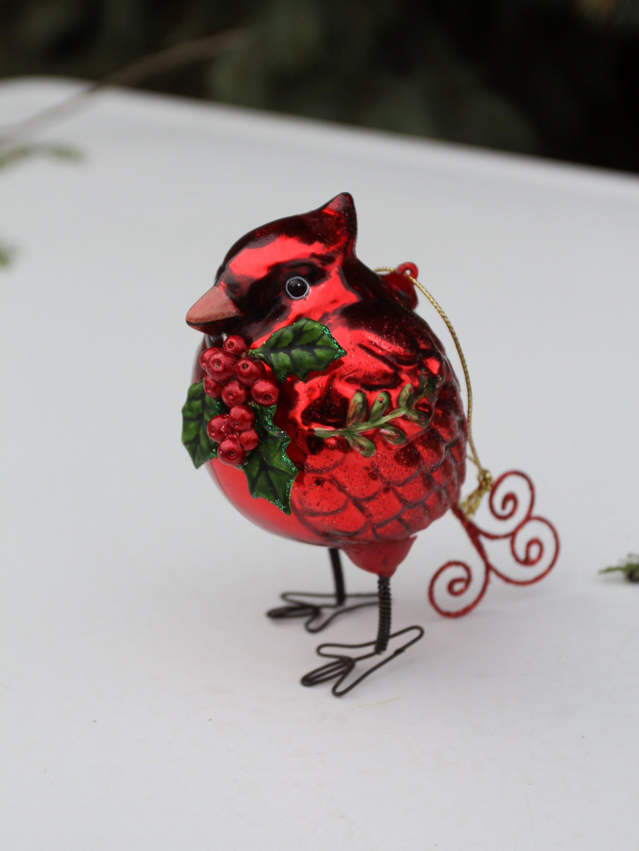 vintage glass cardinal holiday ornament