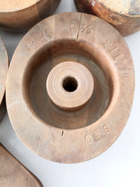 collection of antique wooden millinery hat blocks & forms