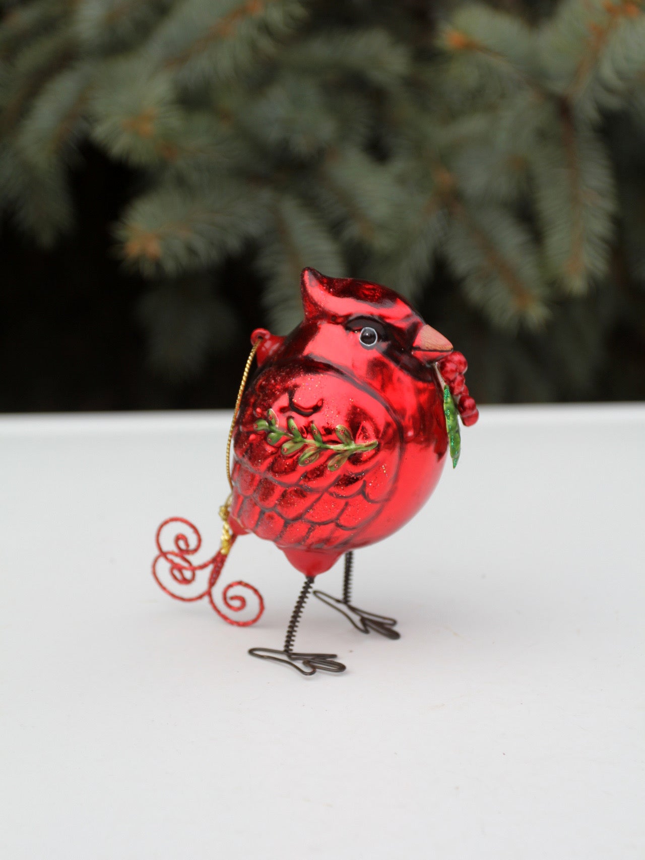 vintage glass cardinal holiday ornament