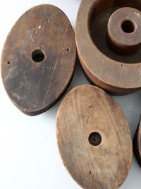 collection of antique wooden millinery hat blocks & forms