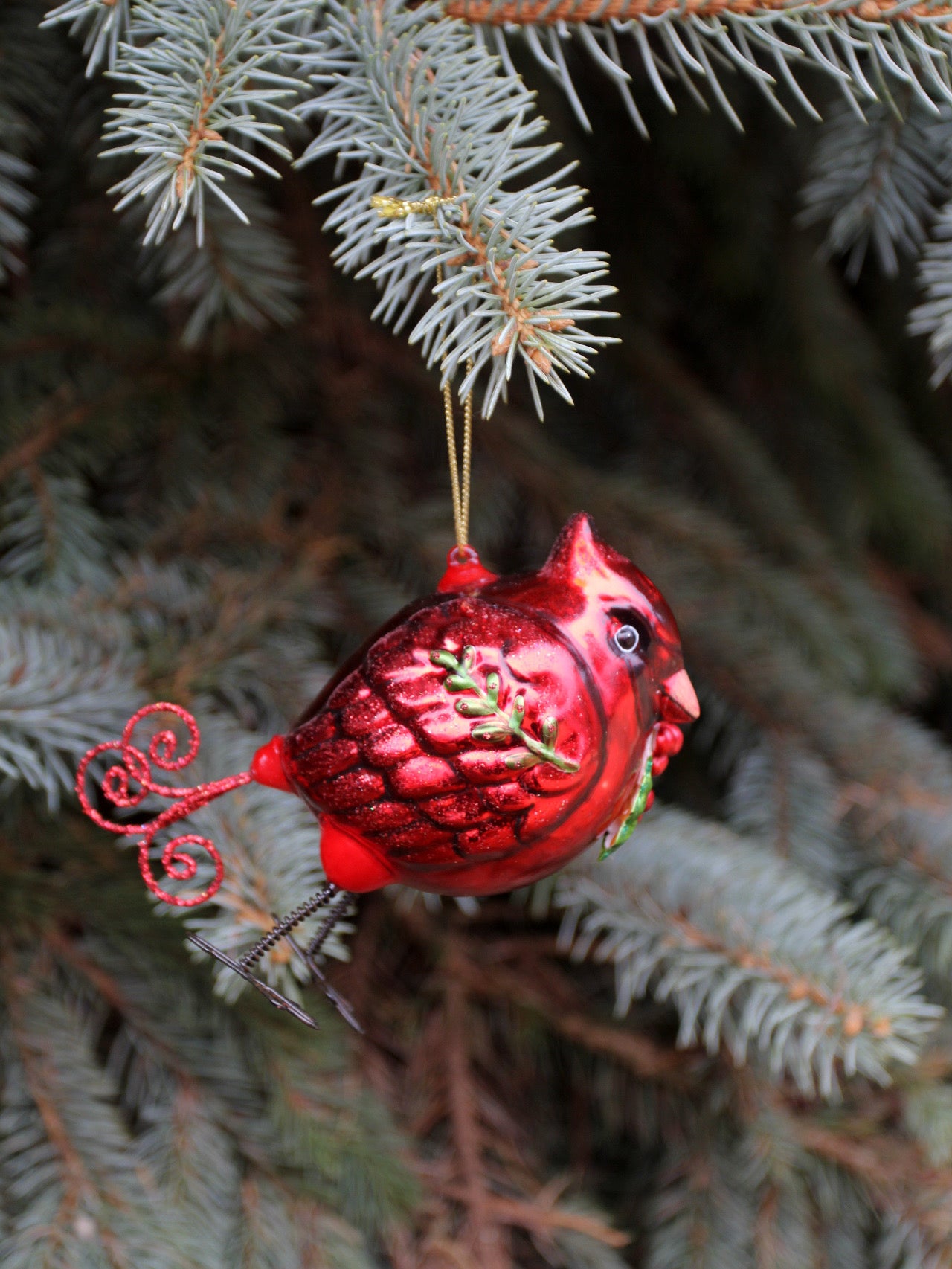 vintage glass cardinal holiday ornament