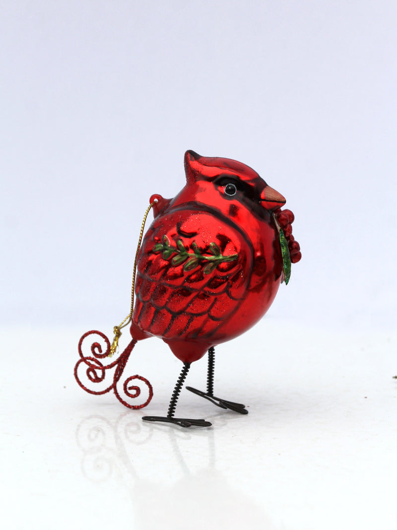 vintage glass cardinal holiday ornament