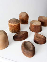 collection of antique wooden millinery hat blocks & forms