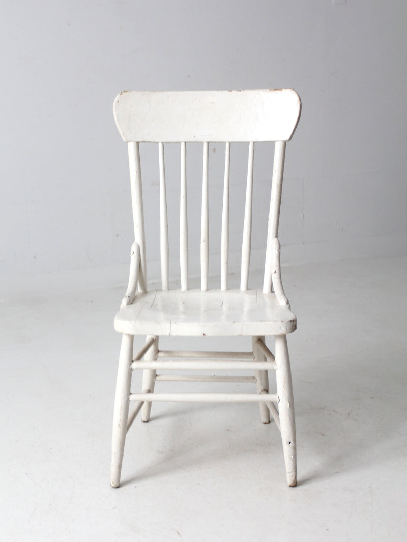 antique white press back chair