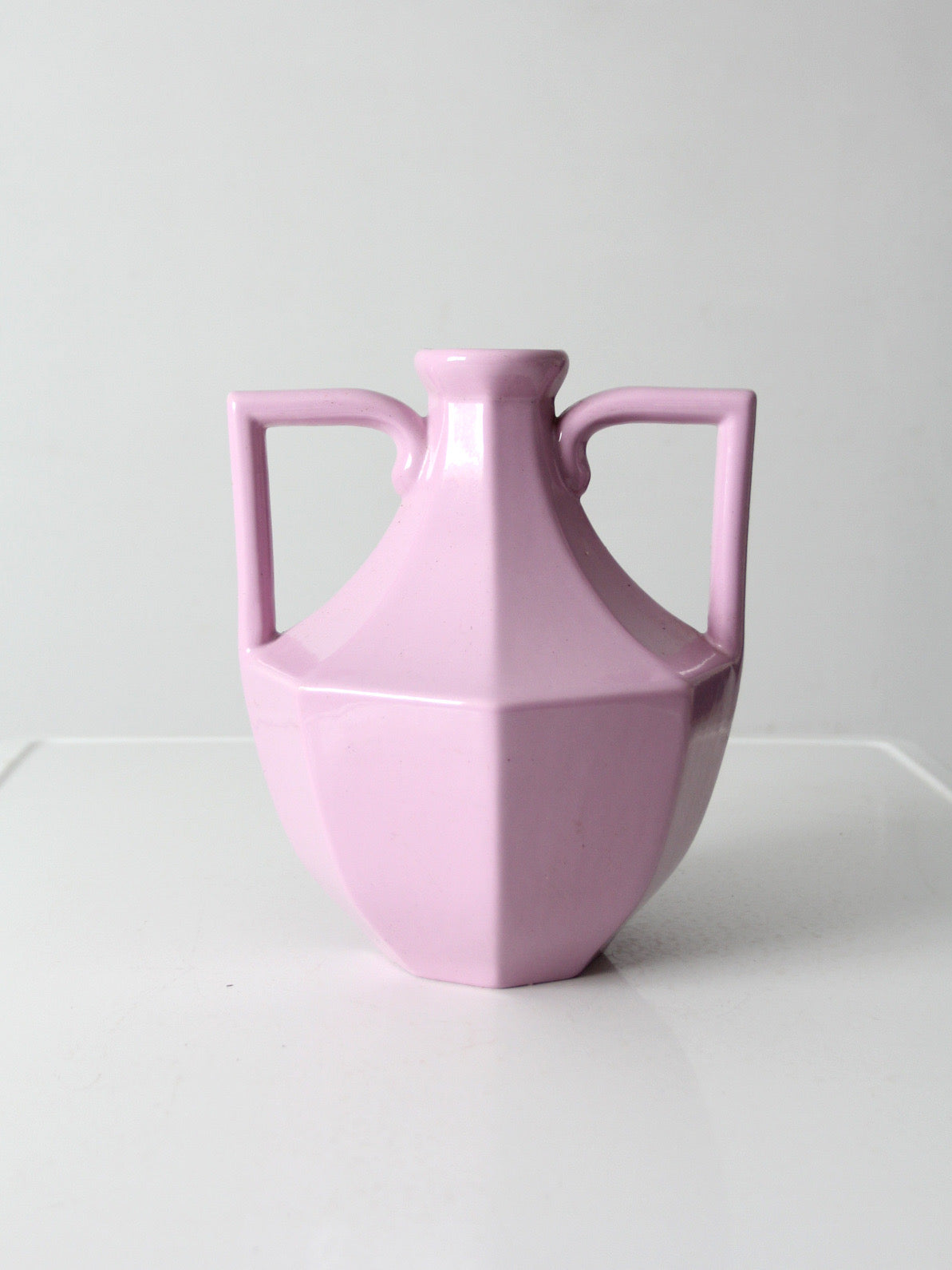 vintage postmodern double handle ceramic vase