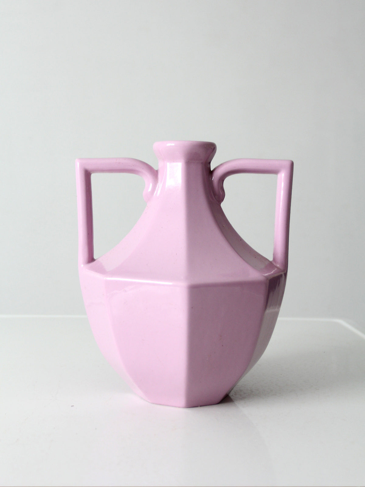 vintage postmodern double handle ceramic vase