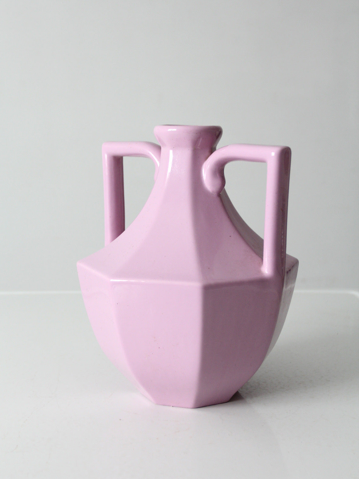 vintage postmodern double handle ceramic vase