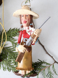 pair vintage Seasons of Cannon Falls cowboy & cowgirl ornaments