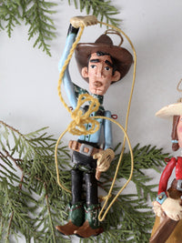 pair vintage Seasons of Cannon Falls cowboy & cowgirl ornaments