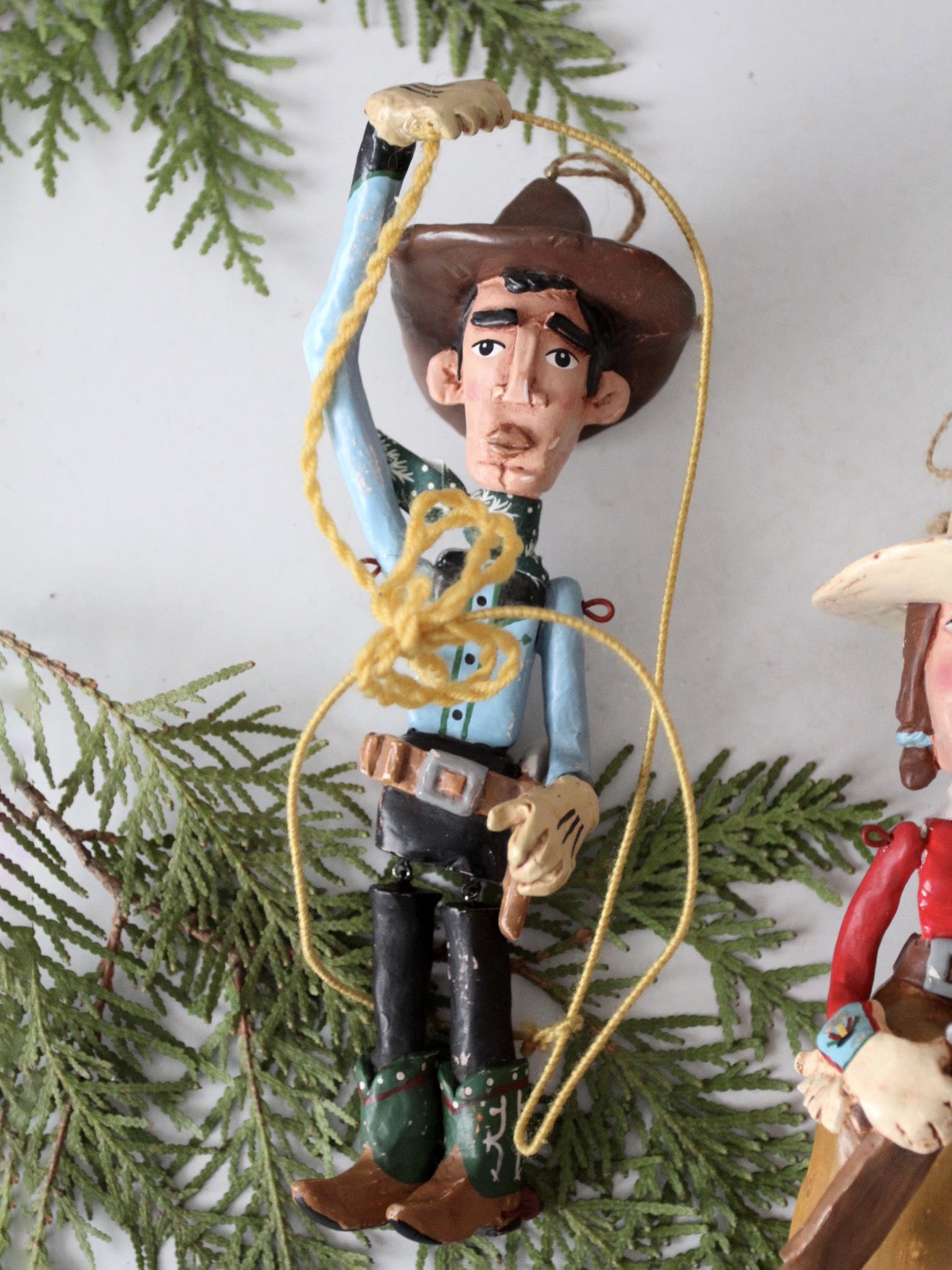 pair vintage Seasons of Cannon Falls cowboy & cowgirl ornaments