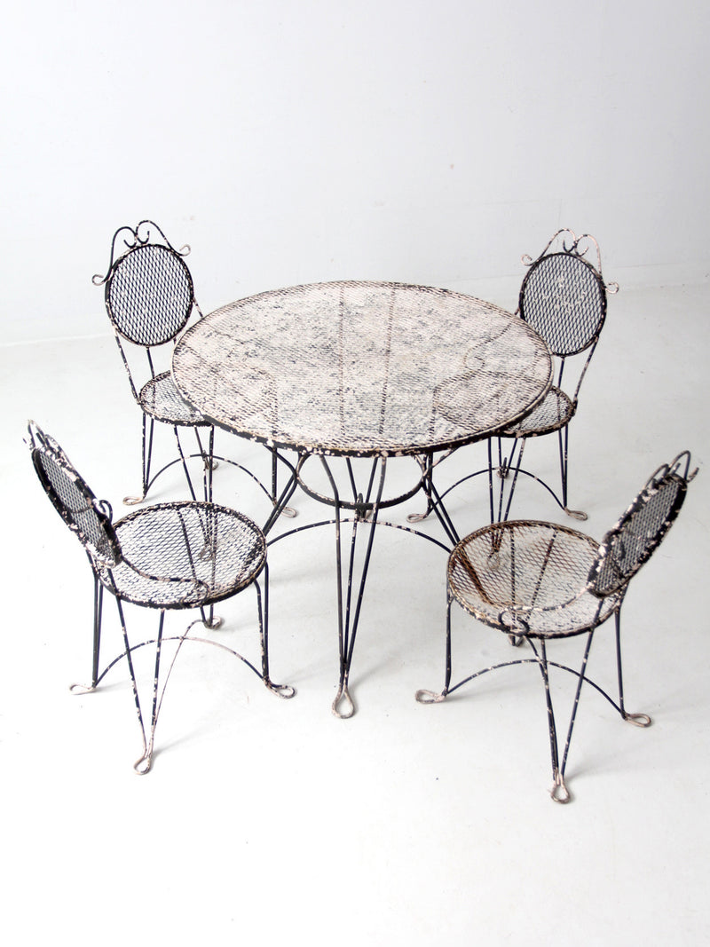 mid century wrought iron patio dining set