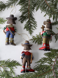 set of 3 vintage cowboy Christmas ornaments
