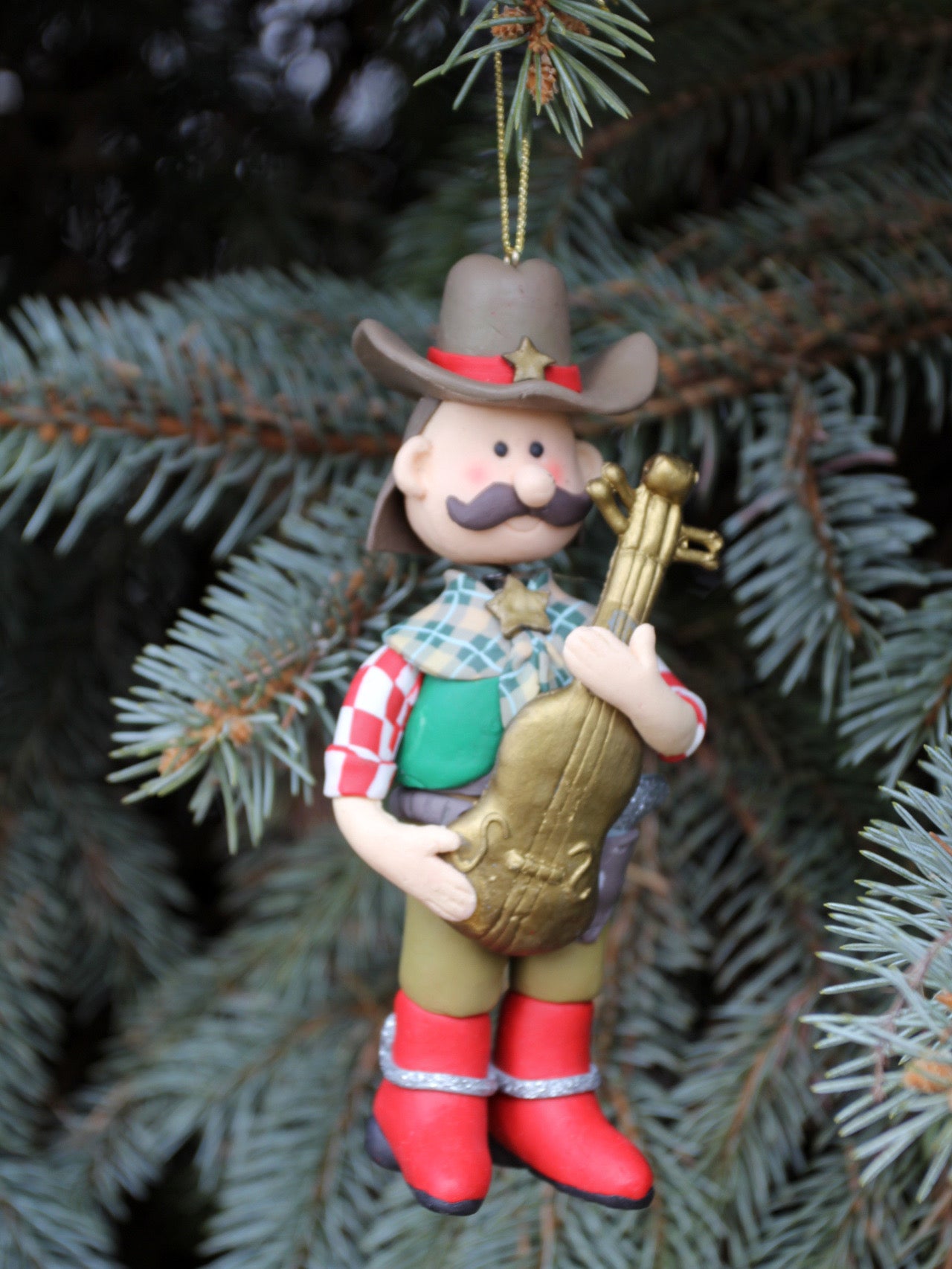 set of 3 vintage cowboy Christmas ornaments