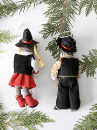 vintage cowboy and cowgirl sock monkey ornament pair